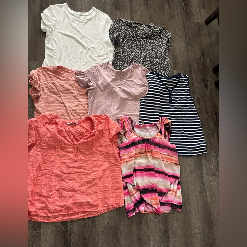 Women’s Pink & Coral Mixed Tops - Casual Tee & Tank Bundle
